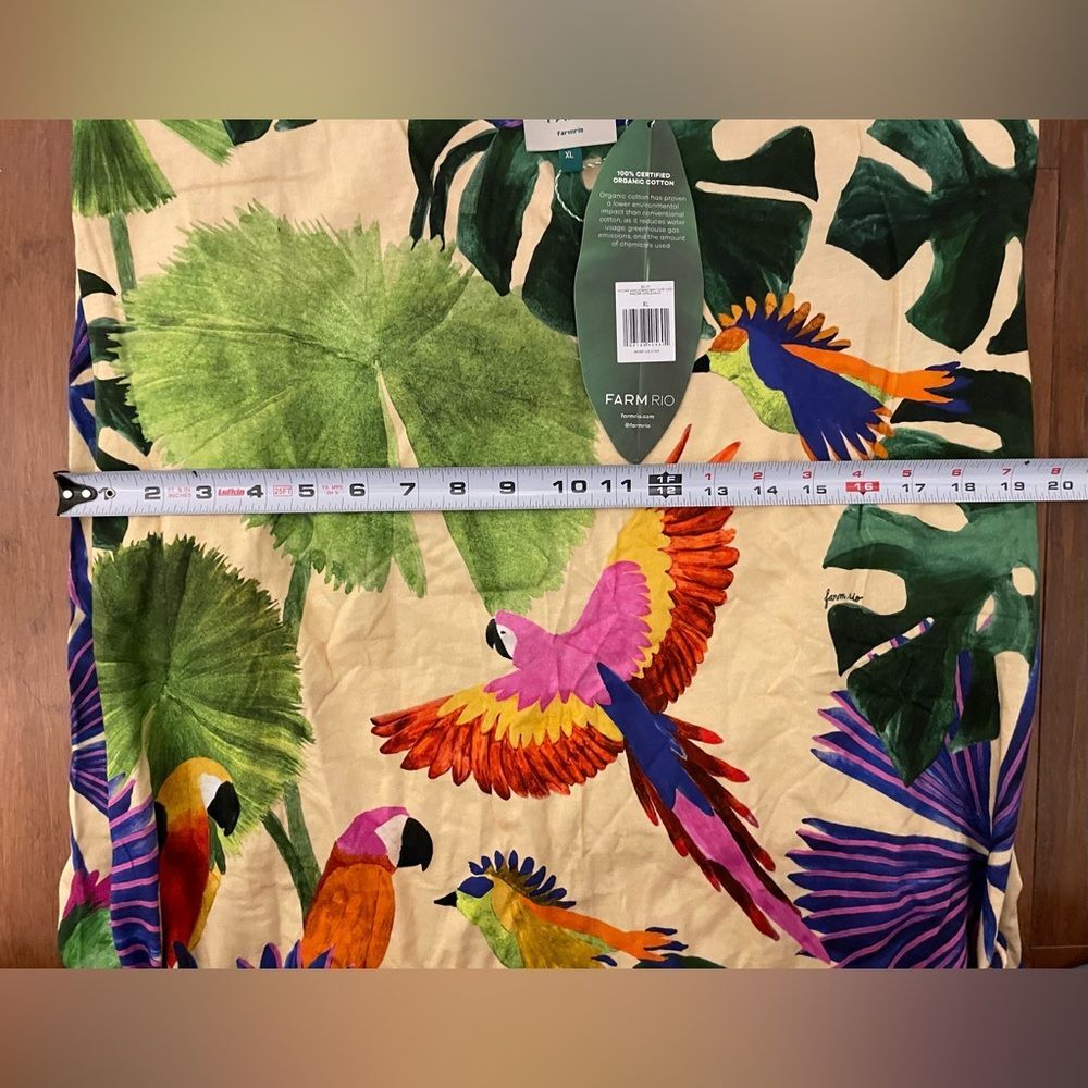 Farm Rio Dress Sleeveless Mini Shift Tropical Floral Parrot 100% Cotton XL NWT - Picture 8 of 11